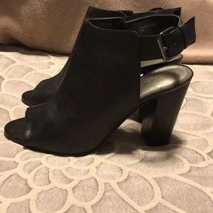 Black leather heels